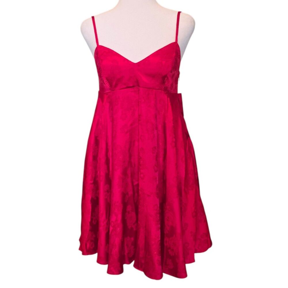 Allison + Kelly Red Floral Jacquard Dress Removable Bow S NWT